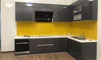 Thi công tủ bếp gỗ công nghiệp acrylic màu xám