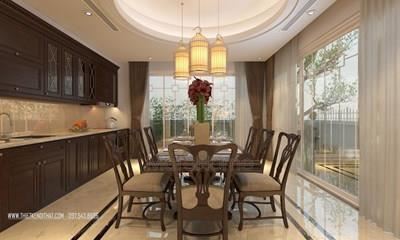 Thi công tủ bếp gỗ óc chó cao cấp biệt thự VinHomes Thăng Long Hoài Đức Hà Nội