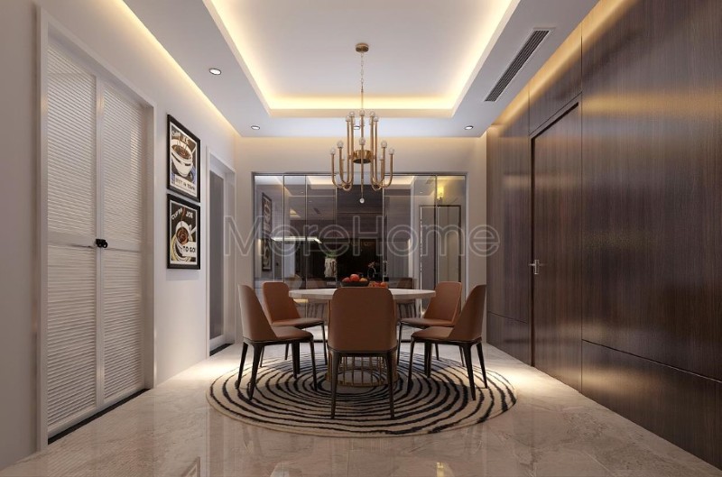 Bộ bàn ghế ăn 4 chỗ hết sức đơn giản, không có các họa tiết cầu kỳ nhưng vẫn tạo được hiệu ứng trang nhã và hiện đại cho căn phòng bàn ăn gỗ