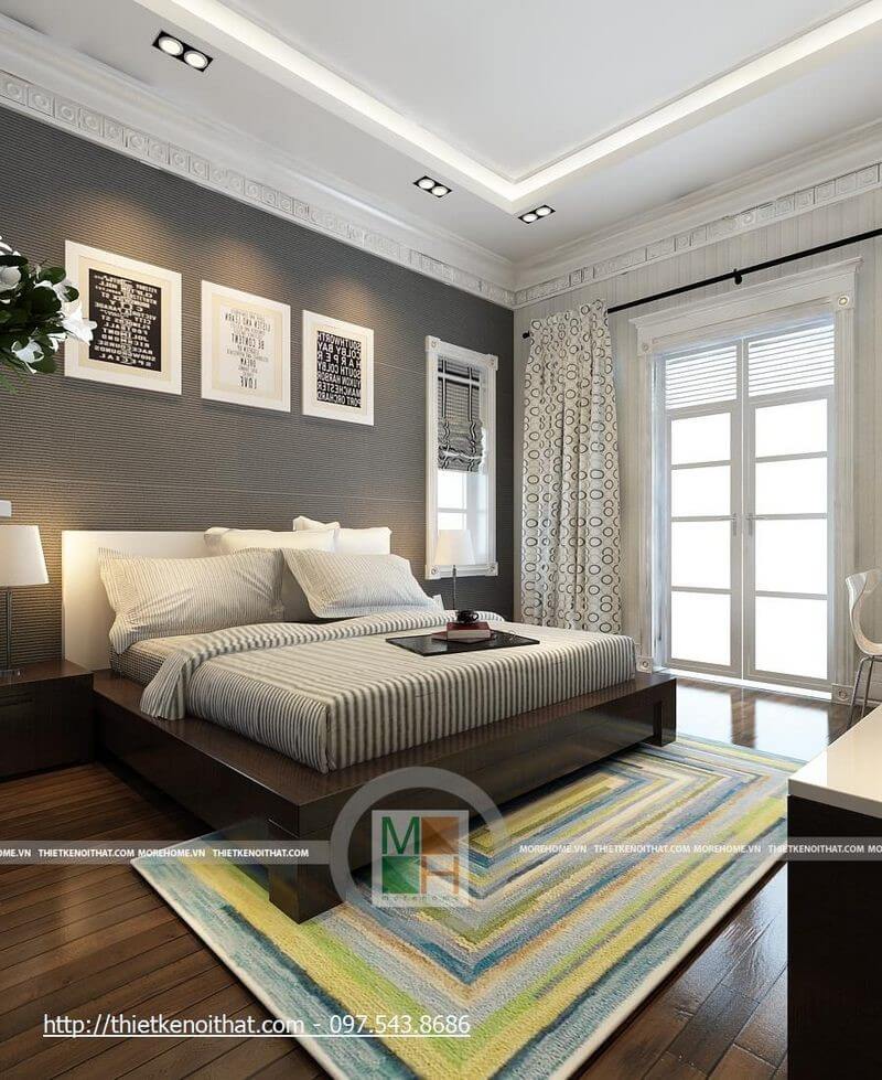 Mẫu giường ngủ gỗ tự nhiên hiện đại cho phòng ngủ Mẫu nội thất biệt thự đẹp